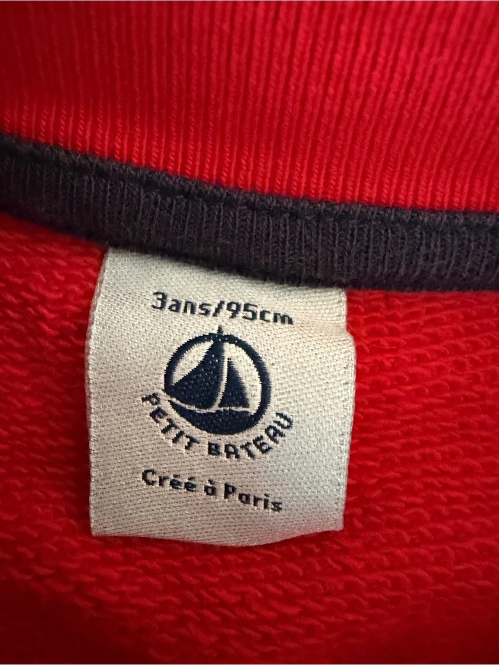 Petit Bateau Toddler Boys Red Crewneck Pullover 100% Cotton 3T